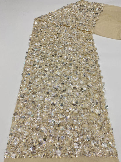 Tissu en maille brodée de sequins ���� Appliqué floral ��, Brida"W