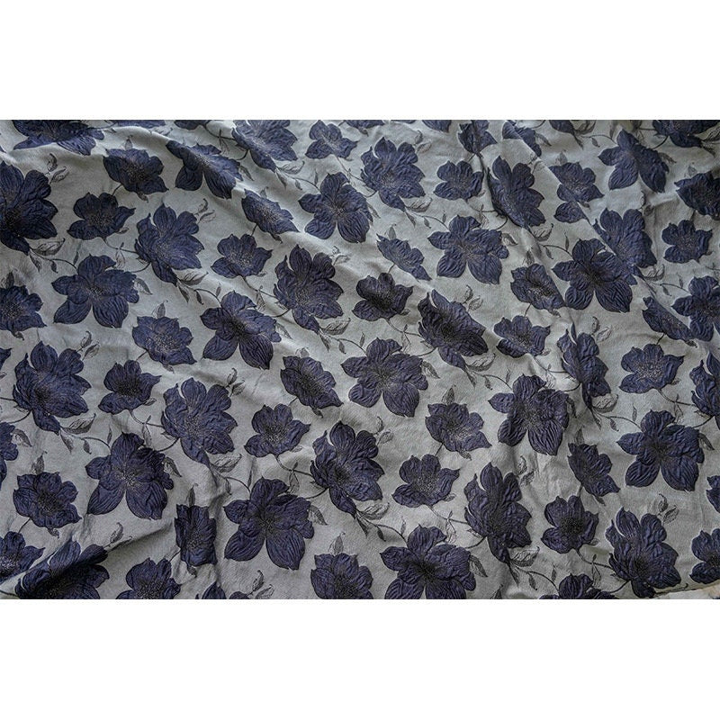 Gold Thread Floral Jacquard Fabric: Embossed 3D Bubble Design, 64" Wide