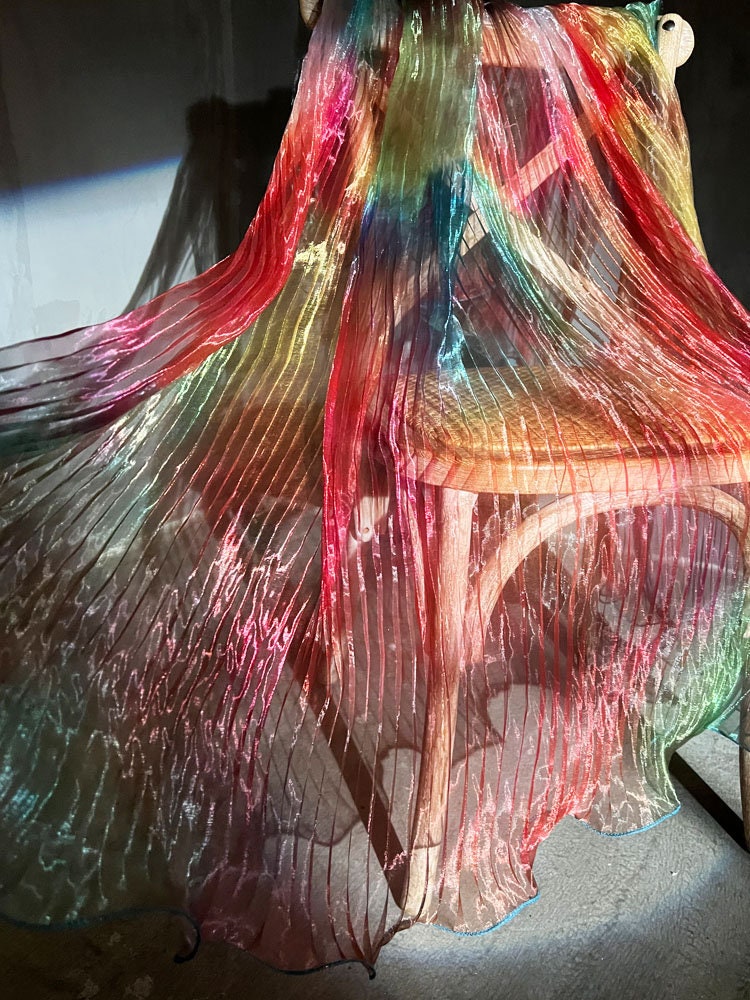 Rainbow Waves Accordion Pleated Organza Fabric - 55"W