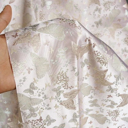 Butterfly Floral Silk Brocade Fabric: 58"W Chinese Wedding Jacquard