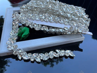 Bridal Rhinestone Applique: Crystal Wedding Belt, Doll Costume Decor