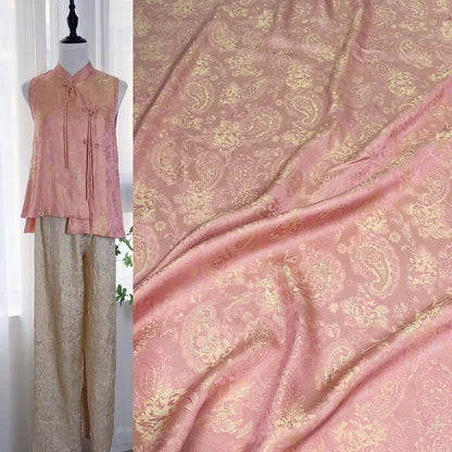 Cashew Flower Jacquard Fabric: Rayon Blend Satin, 59" Wide