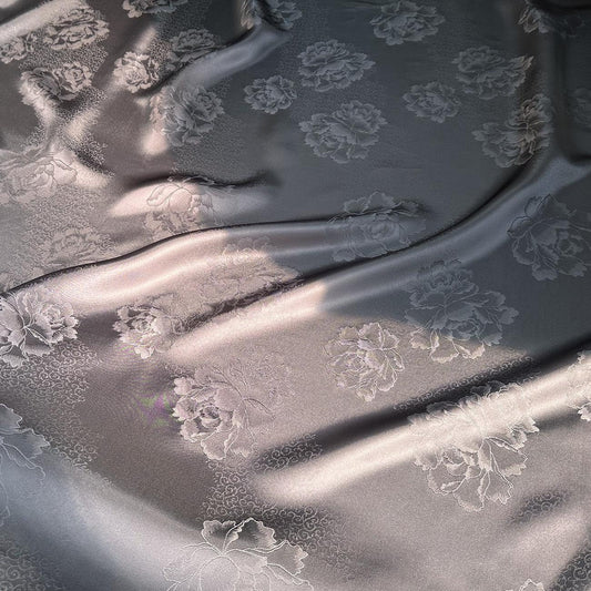 Peony Jacquard Satin Damask Rayon Fabric: Two-Sided, 59" Wide