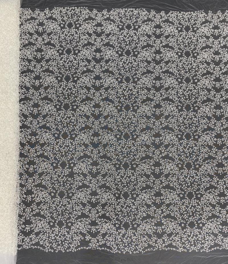 Beaded French Lace Fabric: Bridal Wedding Dress Material, 50" Wide