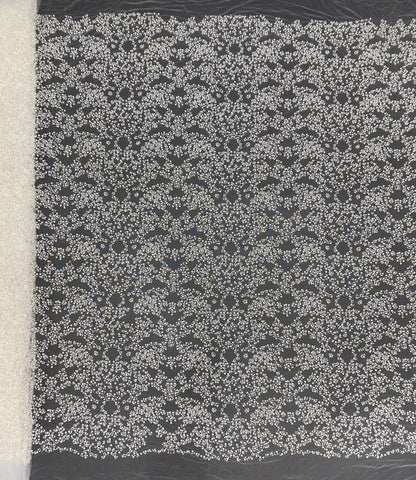 Beaded French Lace Fabric: Bridal Wedding Dress Material, 50" Wide