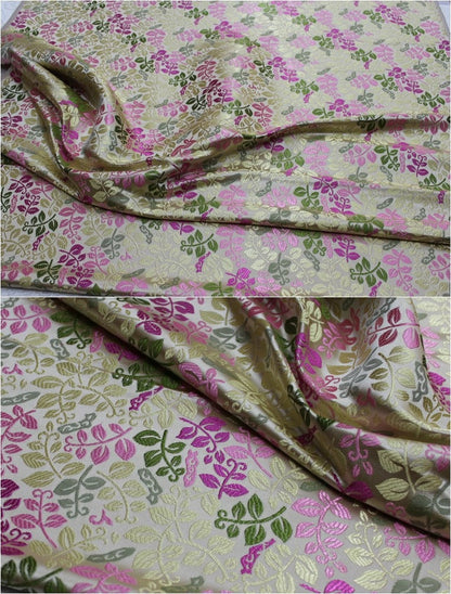 Leaf Brocade Fabric: Silk Rayon Jacquard for Cheongsam & Kimono