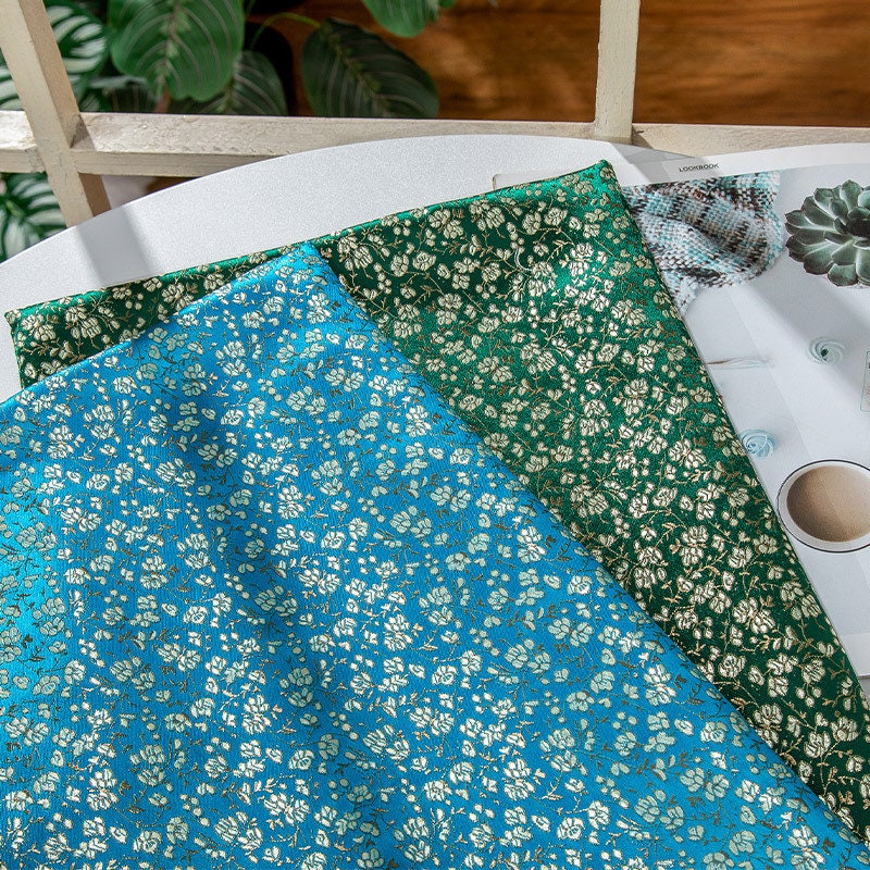 Floral Silk Brocade Fabric: 45" Wide Wedding Costume Sewing Fabric