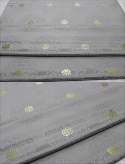 Chinese Fu Brocade Fabric: Floral Jacquard Satin, 29.5"W