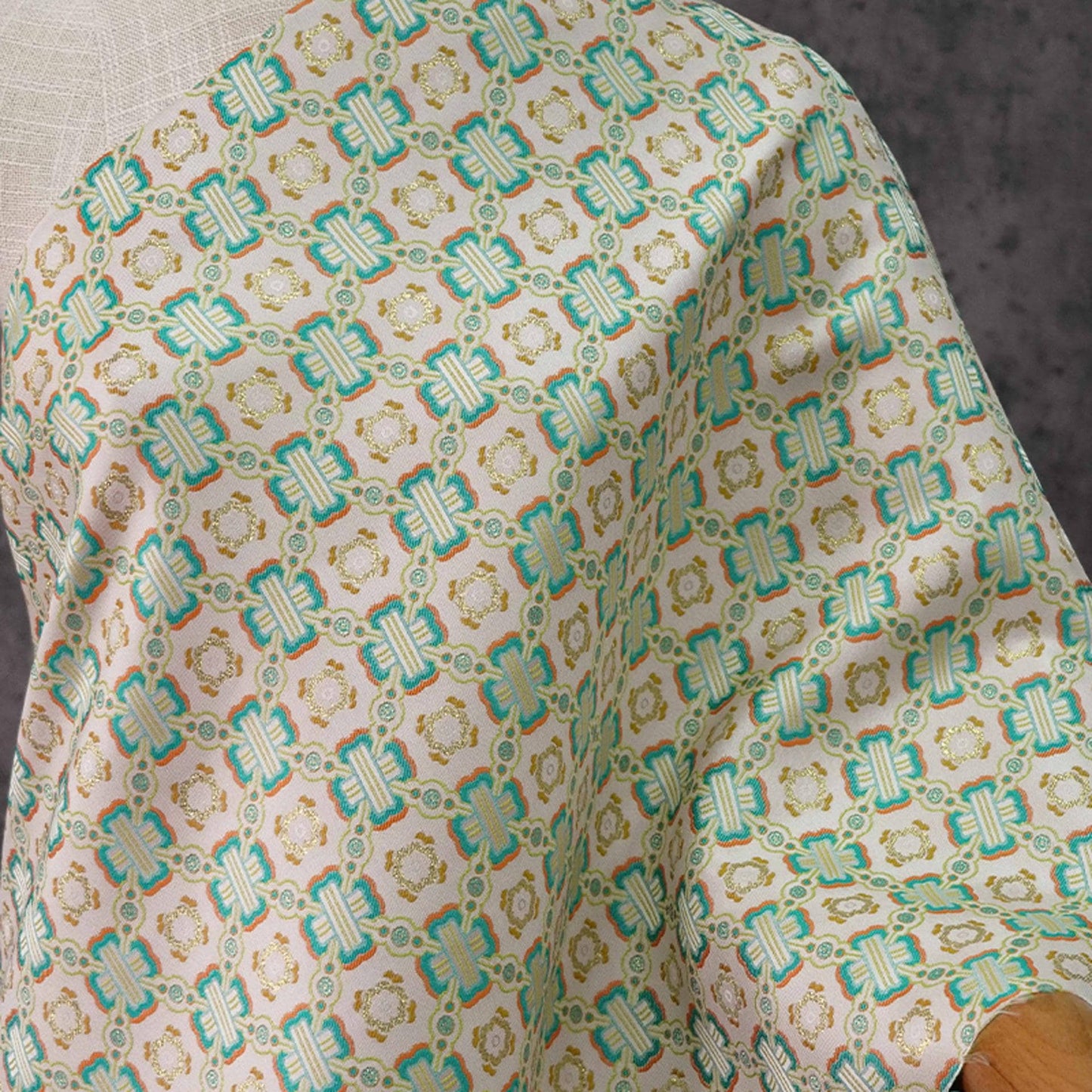 Green Dragon Brocade Fabric: Chinese Cheongsam Dress Material (59"W)