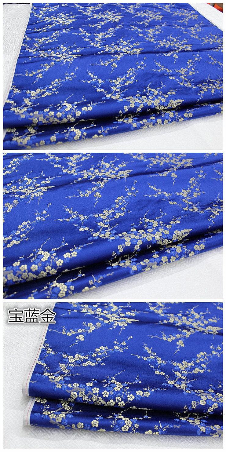 Plum Blossom Silk Brocade Fabric: Multicolored Cheongsam Qipao Material