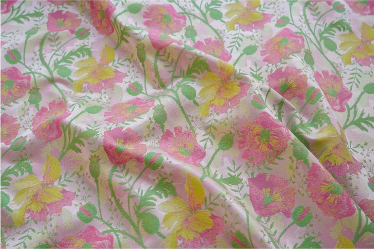 Floral Jacquard Woven Fabric: Embossed Hepburn Style, 57"W