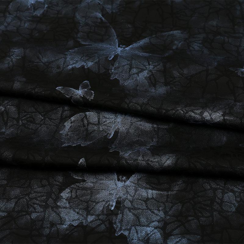 Butterfly Tea Silk Satin Fabric: 59"W Digital Print Drapery