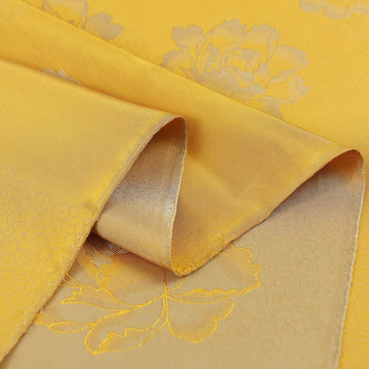 Tissu satin de soie couleur thé : imprimé floral, 150 cm de large, décoration de costumes