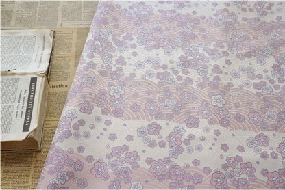 Japanese Brocade Fabric: Fish Scale Flower Jacquard Kimono Damask, 59" Wide