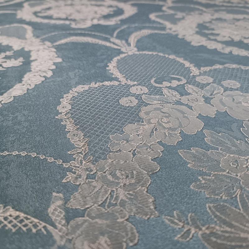 Blue Embossed Floral Jacquard Brocade Fabric | 55" Wide