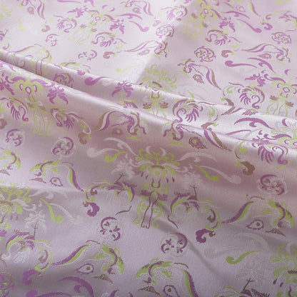 Tissu brocart floral rose et violet : 59 pouces, motif floral zen, pour ameublement