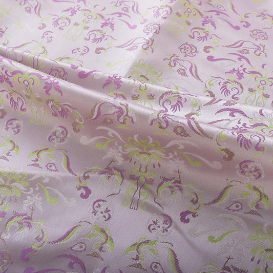 Tissu brocart floral rose et violet : 59 pouces, motif floral zen, pour ameublement