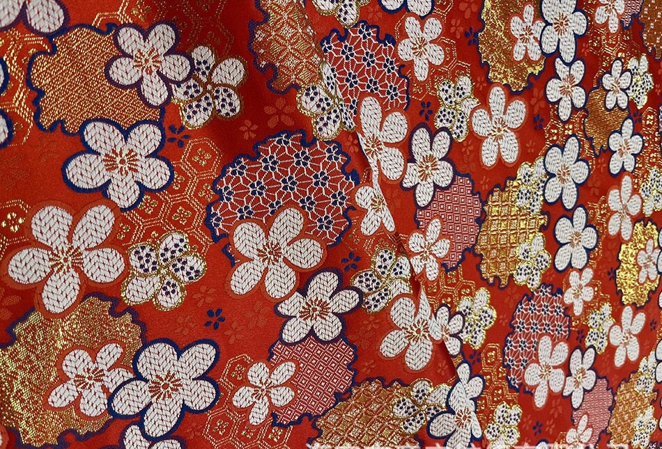 Nishijin Floral Jacquard Brocade Fabric: Japanese Silk Rayon Blend