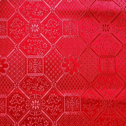 Bao Xianghua Brocade Fabric: Silver Satin, 29.5" Wide, Upholstery & Sewing