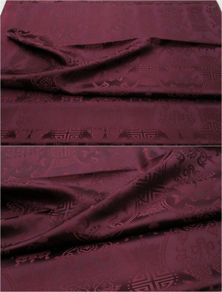 Brocart de soie chinois : motif double Poissons, ameublement et costumes
