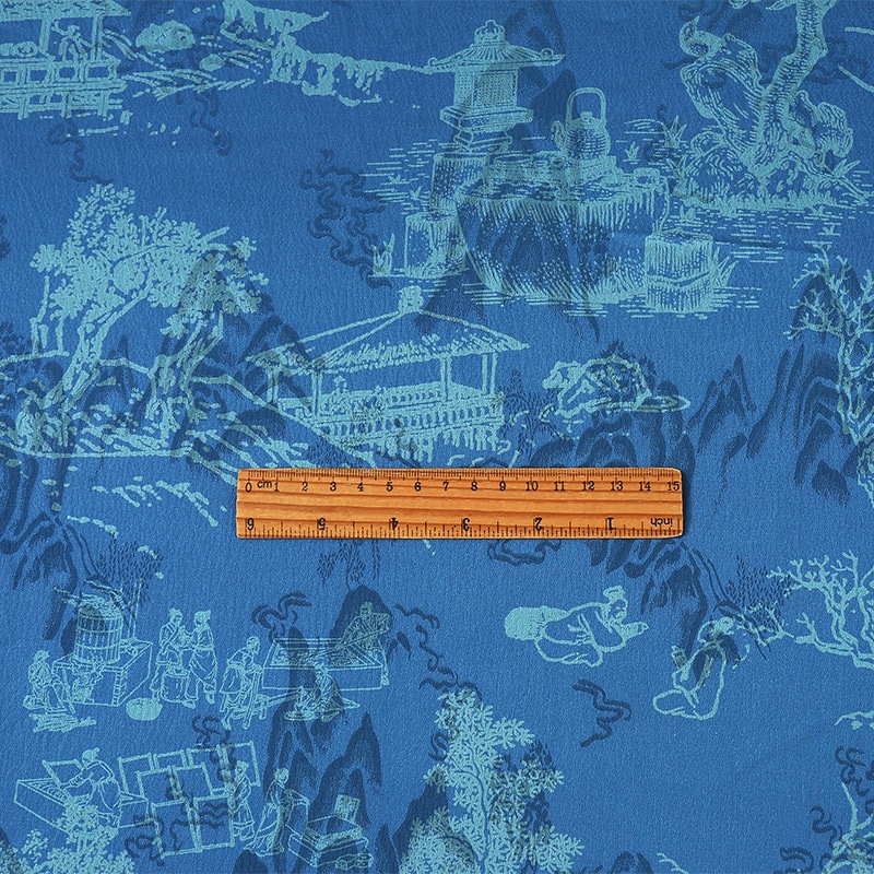 Red Cloud Yarn Fabric: Silken Ancient Painting Print, 59" Wide