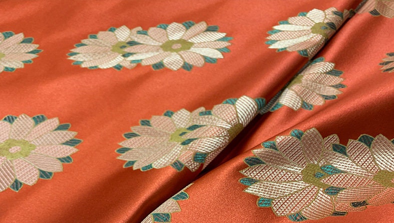 Floral Silk Brocade Fabric: Chinese Cheongsam Qipao Dress Material (29.5" Wide)