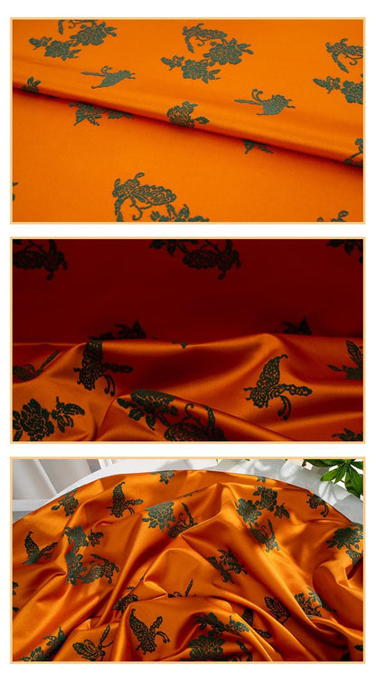 Traditional Chinese Classical Butterfly Jacquard Satin Fabric ��� Qipao & Hanfu Materi" Wide