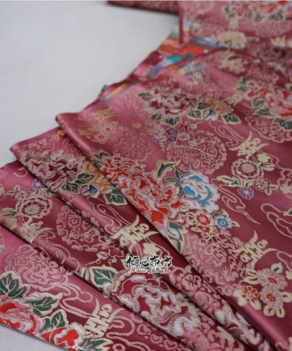 Tissu brocart de soie pivoine rose : 74 cm de large, décoration de costume de mariage