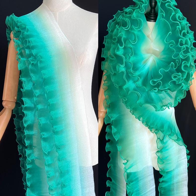 Pleated Ruffle Organza Fabric: 3D Folds, Stiff Texture, 12cm Wide