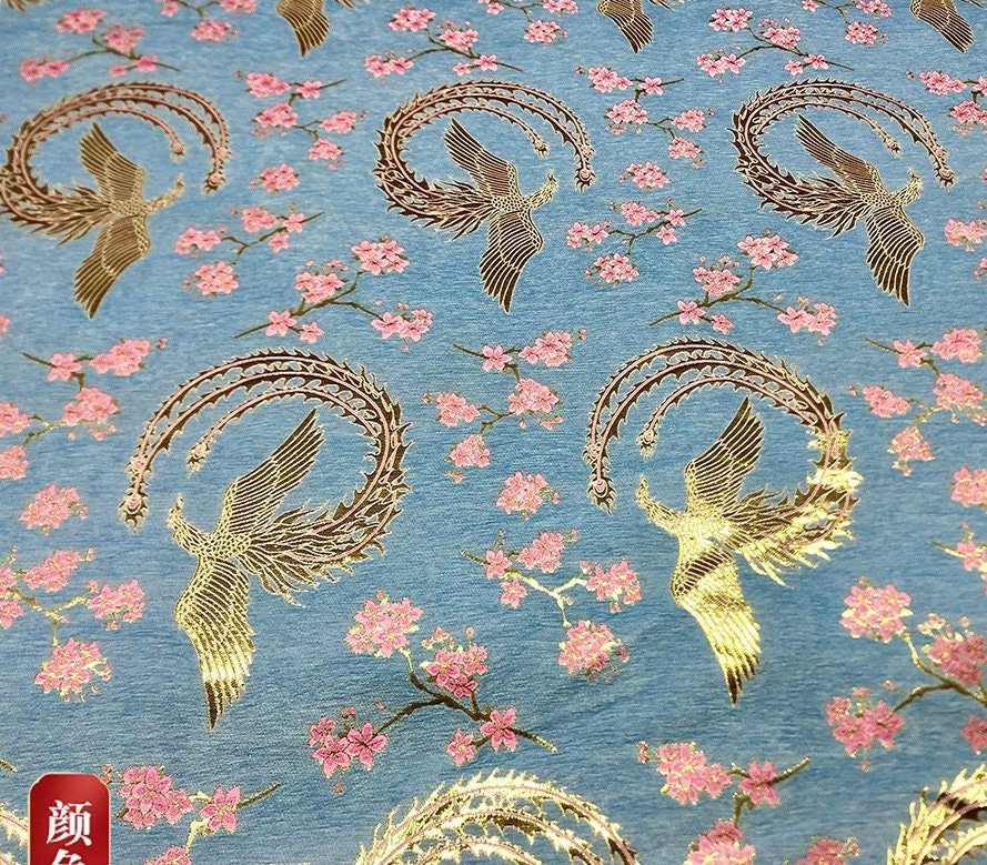 Phoenix Brocade Chenille Fabric: 59"W Jacquard Upholstery, Sewing By The Meter - Poppylollipop