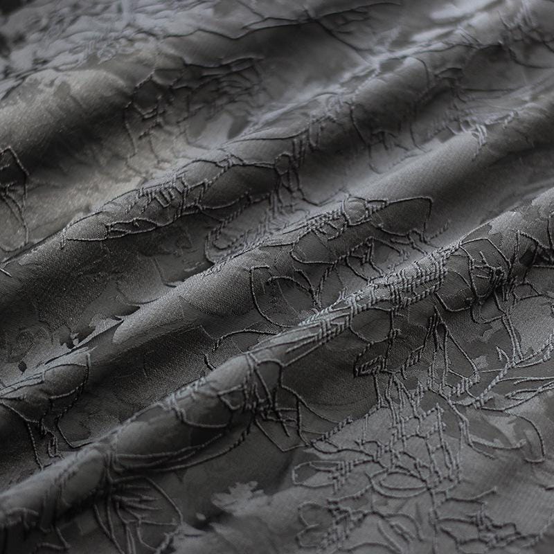 Embossed Jacquard Fabric: 3D Texture, Silver Thread Blend - 55" Wide
