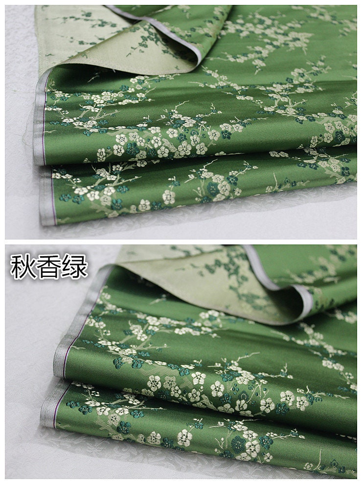 Plum Blossom Silk Brocade Fabric: Multicolored Cheongsam Qipao Material