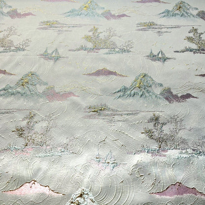 Gold Thread Jacquard Fabric: 3D Texture Upholstery, 56" Wide