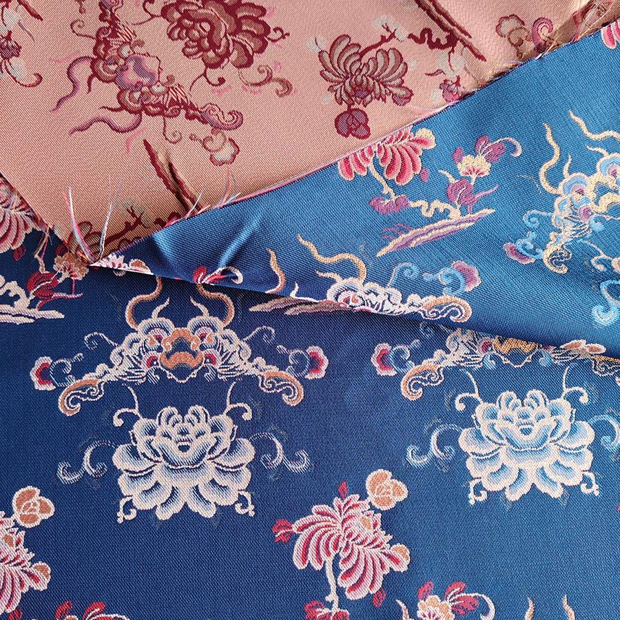 Lotus & Cloud Jacquard Fabric ��� Shu Brocade Style, Hanfu Qipao Ma