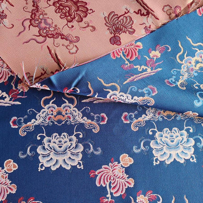 Lotus & Cloud Jacquard Fabric ��� Shu Brocade Style, Hanfu Qipao Ma