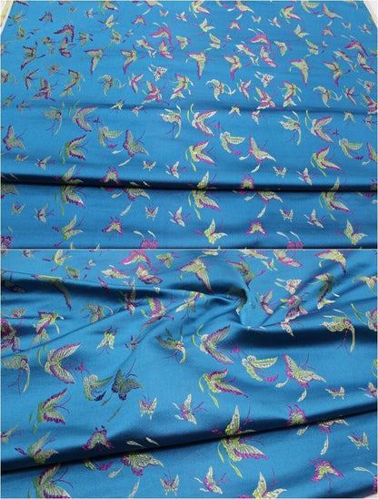 Butterfly Floral Silk Brocade Fabric - Chinese Jacquard (29.5"W)