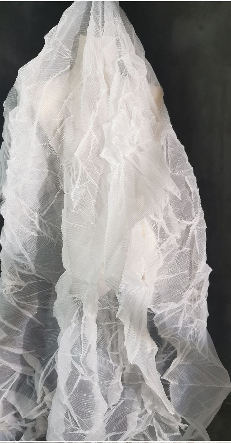 Crinkled Smoky Textured Fabric: 57"W Polyester Wedding Gown Material