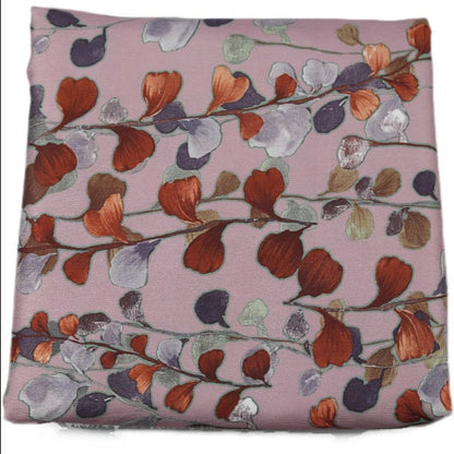 Leaf Print Satin Fabric: Teal Designer Sewing Material