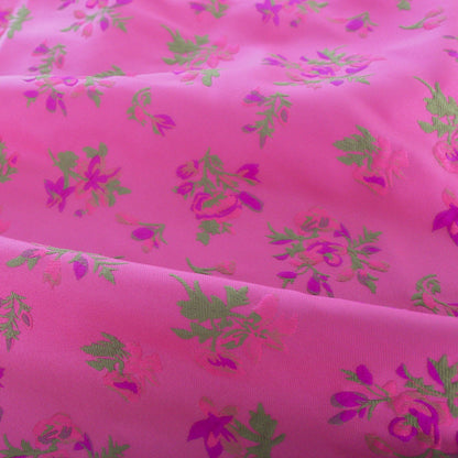 Rose Purple Floral Brocade Fabric: 59"W Rayon Sewing Material