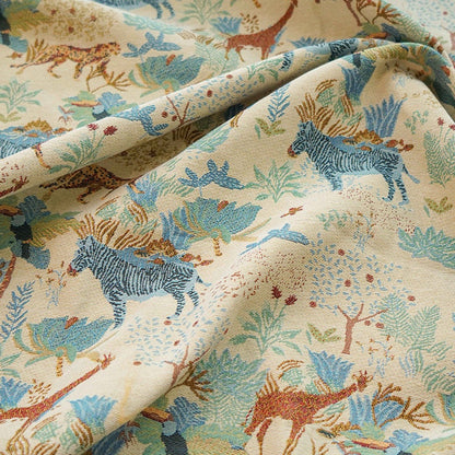 Jacquard Fabric: Zebra Giraffe Zoo Print, Upholstery Sewing Material (59"W)