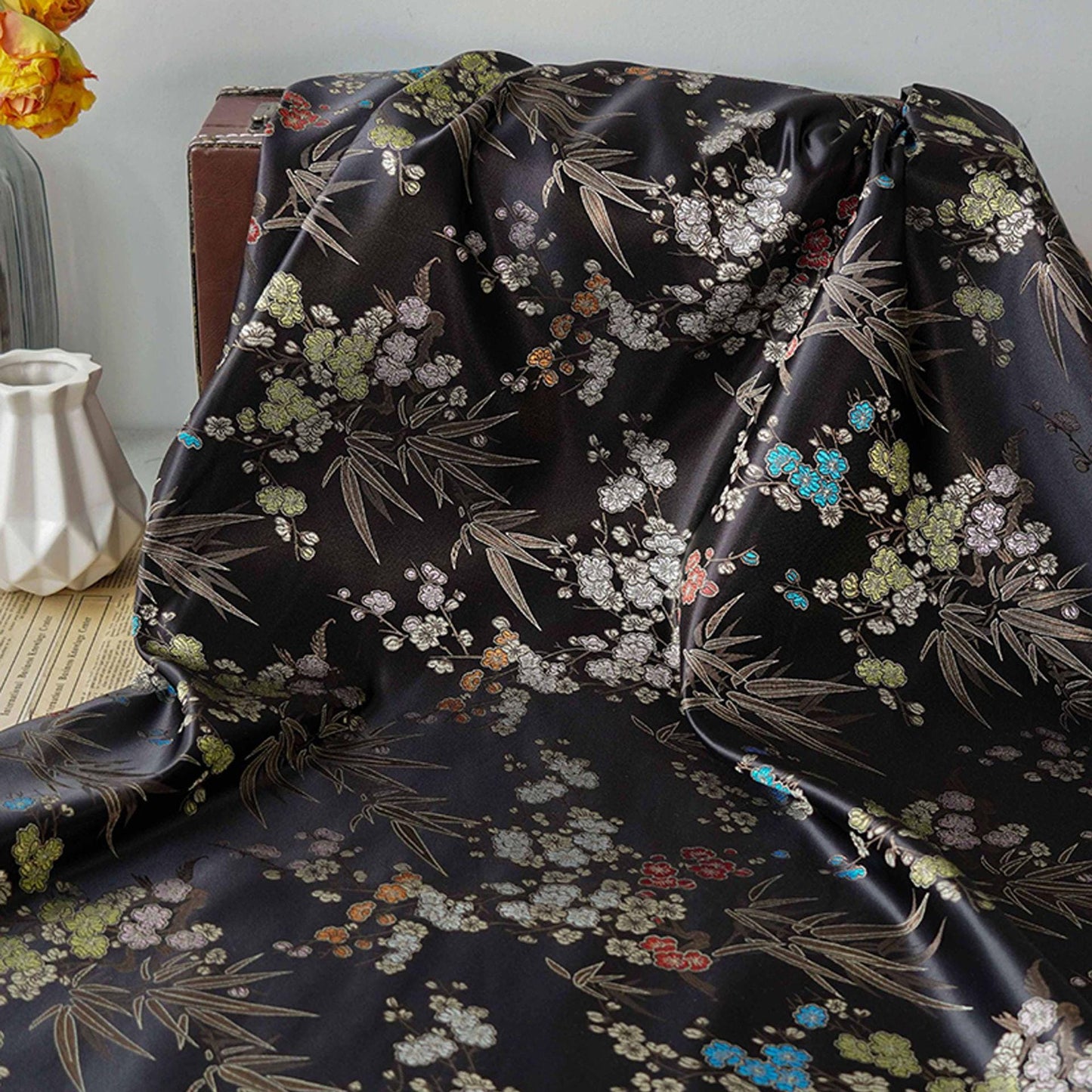 Plum Blossom Brocade Fabric: Chinese Cheongsam Cushion Material