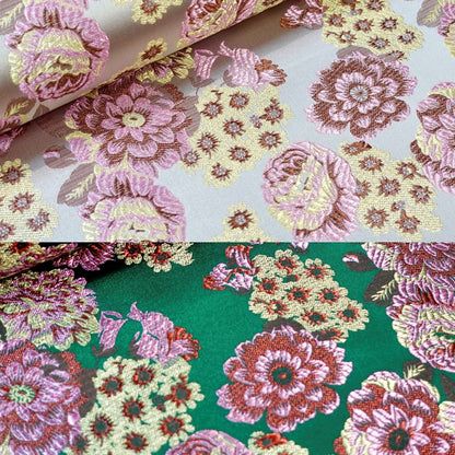 Begonia Flower Silk Brocade Fabric: 45" Wide, Costume & Decor