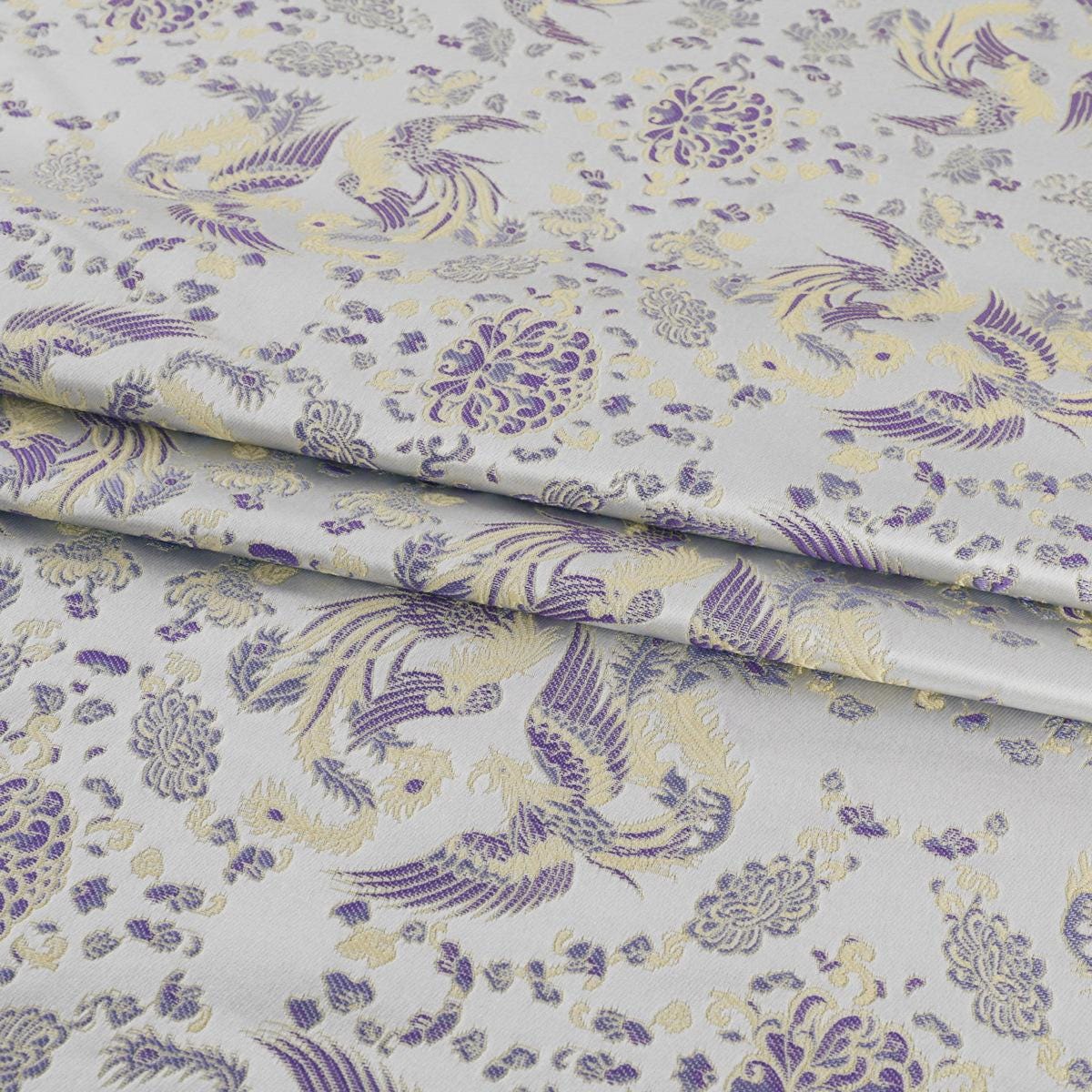 Tissu brocart de soie à motif phénix - 150 cm de large - Matériel de couture pour cheongsam