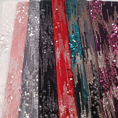 Colorful Sequin Lace Fabric: 49"W Gradient Beaded Mesh, DIY Sewing