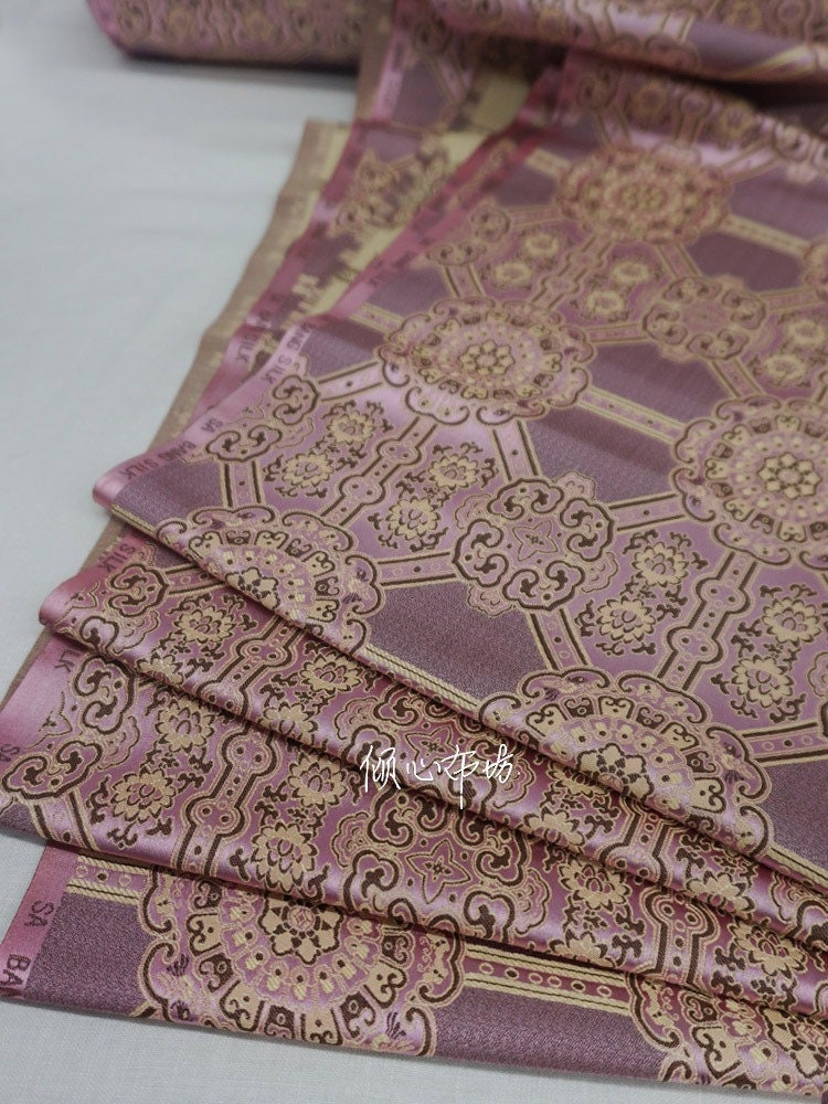 Auspicious Baoxiang Flower Brocade Fabric: Tibetan Robes & Shrines (29.5"W)