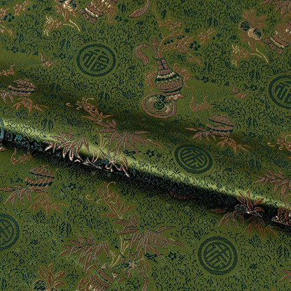 Dark Green Tibetan Textile Fabric: Rayon Blend Upholstery