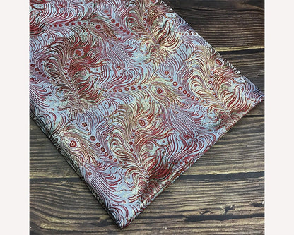 Peacock Feather Brocade Fabric: Magenta Floral Chinese Silk Rayon Blend
