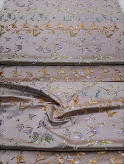 Butterfly Floral Silk Brocade Fabric - Chinese Jacquard (29.5"W)