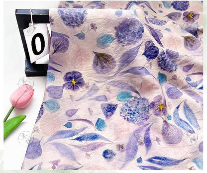 Quilting Fabric, Mist Blue Floral Cotton Fabric: Soft Jacquard Look Sewing Material