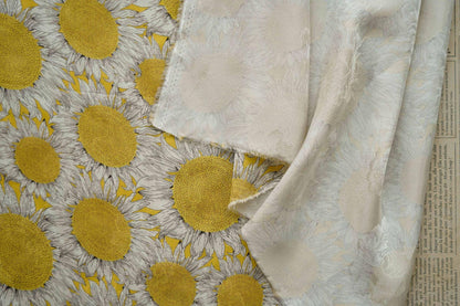 Sunflower Tea Silk Satin Fabric: Digital Print, 55" Wide